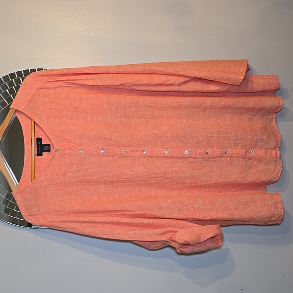 Tahari Tops - Tahari Linen Long Convertable Sleeves Lagenlook Coastal Tunic Blouse Shirt NWOT